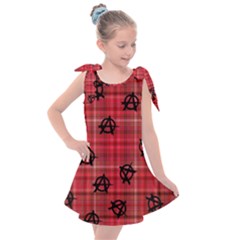 Red Plaid Anarchy Kids  Tie Up Tunic Dress