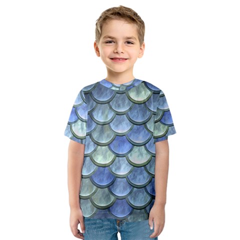 Blue Mermaid Scale Kids  Sport Mesh Tee by snowwhitegirl