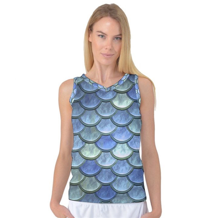 Blue Mermaid Scale Women s Basketball Tank Top