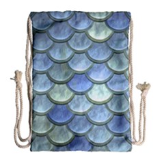 Blue Mermaid Scale Drawstring Bag (large)