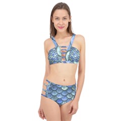 Blue Mermaid Scale Cage Up Bikini Set by snowwhitegirl