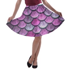 Pink Mermaid Scale A-line Skater Skirt by snowwhitegirl