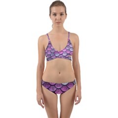 Pink Mermaid Scale Wrap Around Bikini Set