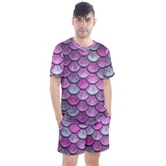 Pink Mermaid Scale Men s Mesh Tee And Shorts Set