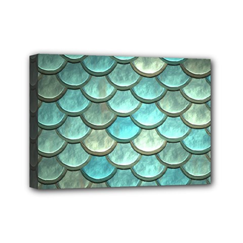 Aqua Mermaid Scale Mini Canvas 7  X 5  by snowwhitegirl