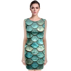 Aqua Mermaid Scale Classic Sleeveless Midi Dress by snowwhitegirl