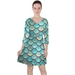 Aqua Mermaid Scale Ruffle Dress