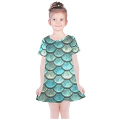 Aqua Mermaid Scale Kids  Simple Cotton Dress by snowwhitegirl