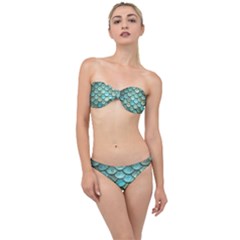 Aqua Mermaid Scale Classic Bandeau Bikini Set