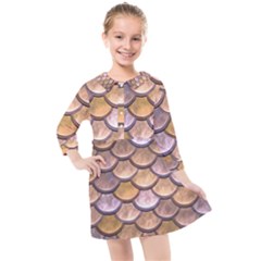 Copper Mermaid Scale Kids  Quarter Sleeve Shirt Dress