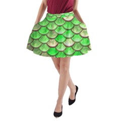 Green Mermaid Scale A-line Pocket Skirt by snowwhitegirl