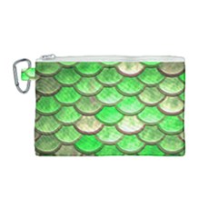 Green Mermaid Scale Canvas Cosmetic Bag (Medium)