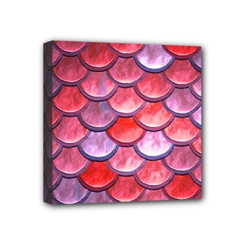 Red Mermaid Scale Mini Canvas 4  X 4  by snowwhitegirl