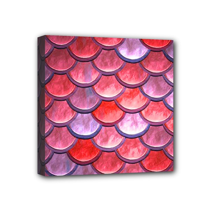 Red Mermaid Scale Mini Canvas 4  x 4 