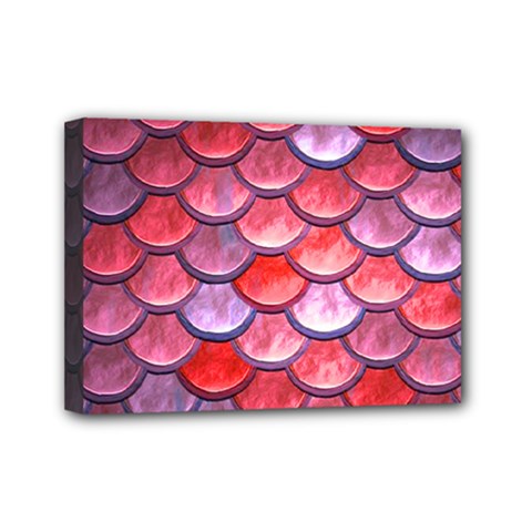 Red Mermaid Scale Mini Canvas 7  X 5  by snowwhitegirl