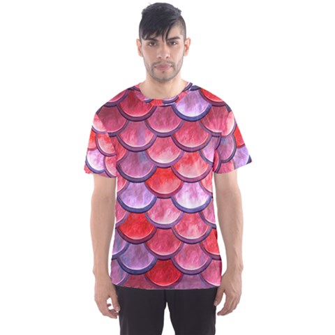 Red Mermaid Scale Men s Sports Mesh Tee by snowwhitegirl