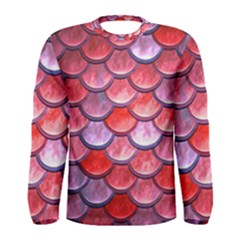 Red Mermaid Scale Men s Long Sleeve Tee by snowwhitegirl