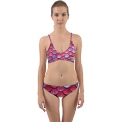 Red Mermaid Scale Wrap Around Bikini Set