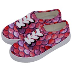 Red Mermaid Scale Kids  Classic Low Top Sneakers by snowwhitegirl