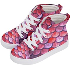 Red Mermaid Scale Kid s Hi-top Skate Sneakers