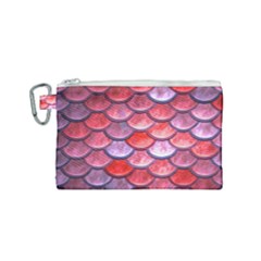 Red Mermaid Scale Canvas Cosmetic Bag (small) by snowwhitegirl