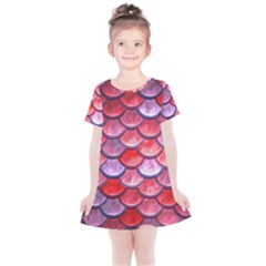 Red Mermaid Scale Kids  Simple Cotton Dress