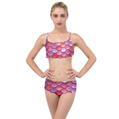 Red Mermaid Scale Layered Top Bikini Set by snowwhitegirl