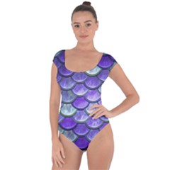 Blue Purple Mermaid Scale Short Sleeve Leotard  by snowwhitegirl