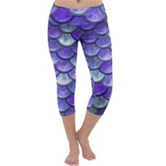 Blue Purple Mermaid Scale Capri Yoga Leggings by snowwhitegirl