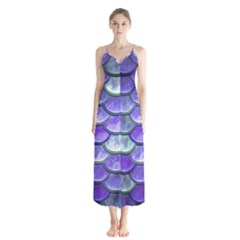 Blue Purple Mermaid Scale Button Up Chiffon Maxi Dress by snowwhitegirl