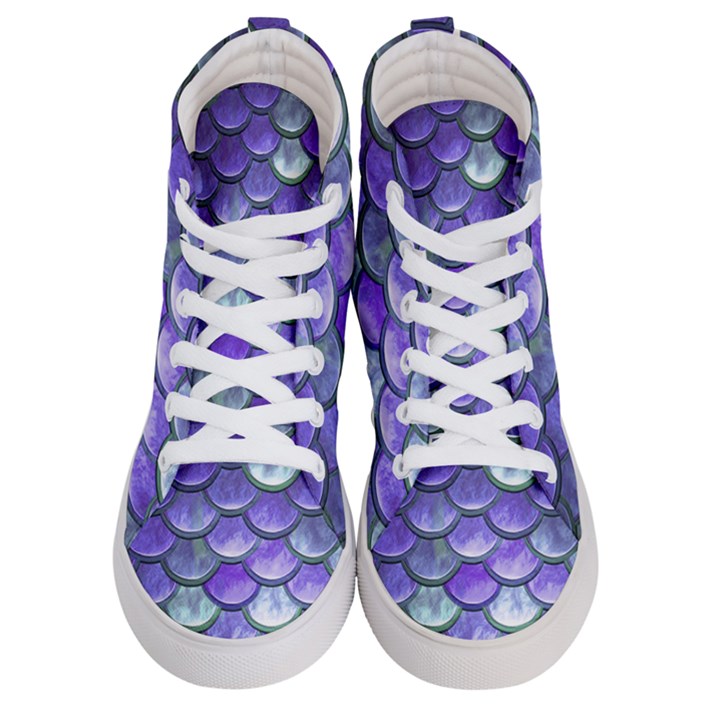 Blue Purple Mermaid Scale Men s Hi-Top Skate Sneakers