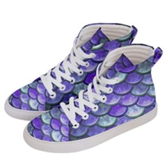 Blue Purple Mermaid Scale Men s Hi-top Skate Sneakers