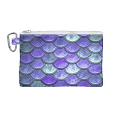 Blue Purple Mermaid Scale Canvas Cosmetic Bag (medium)