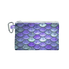 Blue Purple Mermaid Scale Canvas Cosmetic Bag (small)