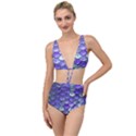 Blue Purple Mermaid Scale Tied Up Two Piece Swimsuit View1