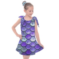 Blue Purple Mermaid Scale Kids  Tie Up Tunic Dress