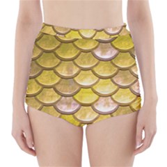 Yellow  Mermaid Scale High-waisted Bikini Bottoms by snowwhitegirl