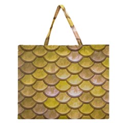 Yellow  Mermaid Scale Zipper Large Tote Bag by snowwhitegirl