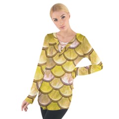 Yellow  Mermaid Scale Tie Up Tee by snowwhitegirl