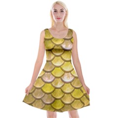 Yellow  Mermaid Scale Reversible Velvet Sleeveless Dress by snowwhitegirl