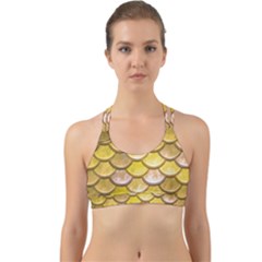 Yellow  Mermaid Scale Back Web Sports Bra