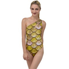 Yellow  Mermaid Scale To One Side Swimsuit by snowwhitegirl