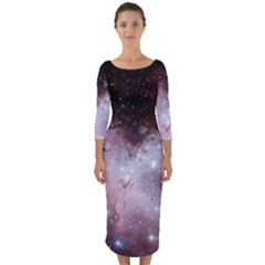 Nebula Quarter Sleeve Midi Bodycon Dress