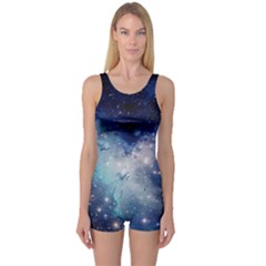 Nebula Blue One Piece Boyleg Swimsuit by snowwhitegirl