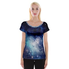 Nebula Blue Cap Sleeve Tops