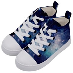 Nebula Blue Kid s Mid-top Canvas Sneakers by snowwhitegirl