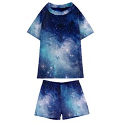 Nebula Blue Kids  Swim Tee And Shorts Set by snowwhitegirl