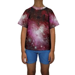 Nebula Red Kids  Short Sleeve Swimwear by snowwhitegirl