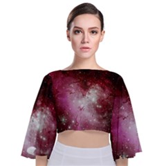 Nebula Red Tie Back Butterfly Sleeve Chiffon Top