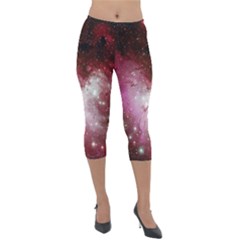 Nebula Red Lightweight Velour Capri Leggings 